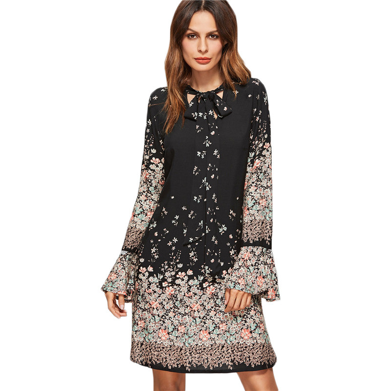 SheIn-Korean-Women-Clothing-Floral-Print-Dresses-Women-Spring-Black-Tie-Neck-Long-Flare-Sleeve-Casua-32778985744