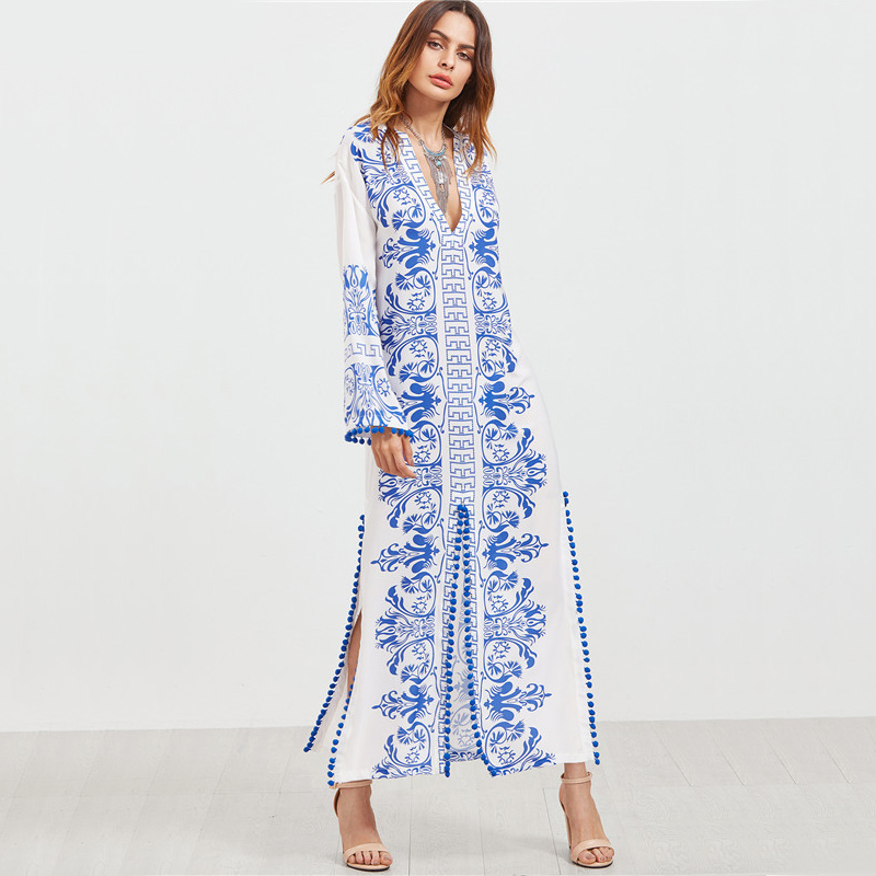 SheIn-Ladies-Spring-Dresses-2017-Blue-and-White-Vintage-Print-Boho-Dress-Deep-V-Neck-Long-Sleeve-Pom-32793364847