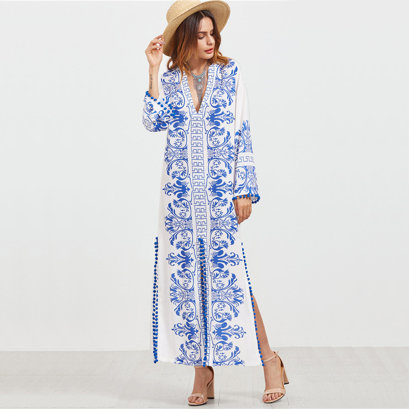 SheIn-Ladies-Spring-Dresses-2017-Blue-and-White-Vintage-Print-Boho-Dress-Deep-V-Neck-Long-Sleeve-Pom-32793364847