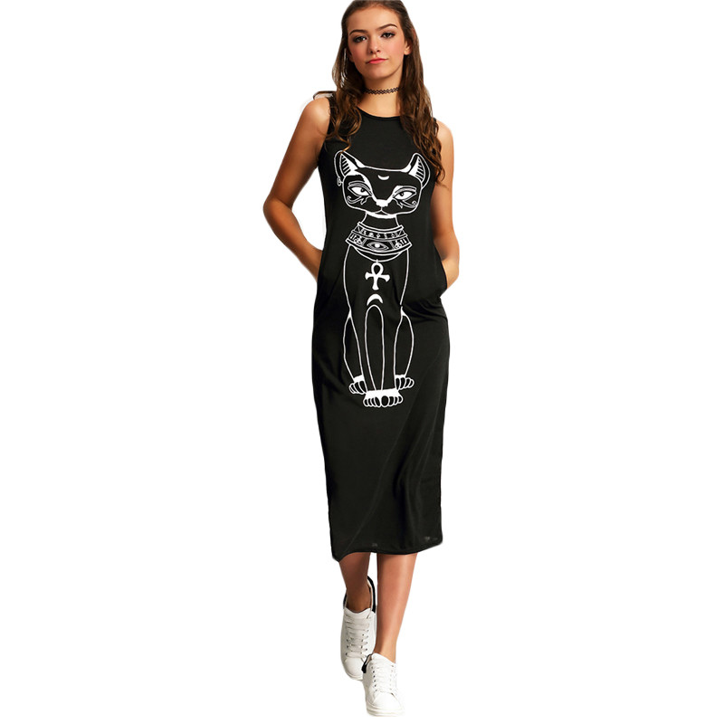 SheIn-Long-Summer-Dresses-2016-Fashion-Women-Clothing-Casual-Black-Sleeveless-Round-Neck-Cat-Print-S-32639539936