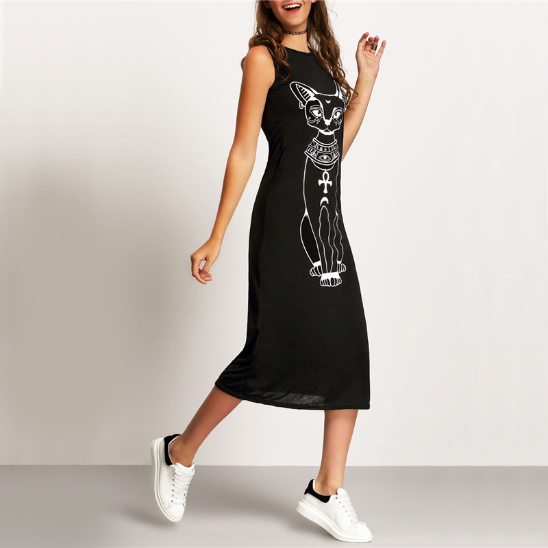 SheIn-Long-Summer-Dresses-2016-Fashion-Women-Clothing-Casual-Black-Sleeveless-Round-Neck-Cat-Print-S-32639539936