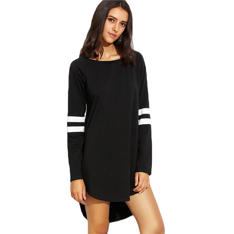 SheIn-Woman-Autumn-Shift-Dresses-Ladies-Black-With-White-Striped-Round-Neck-Long-Sleeve-Casual-High--32723680191
