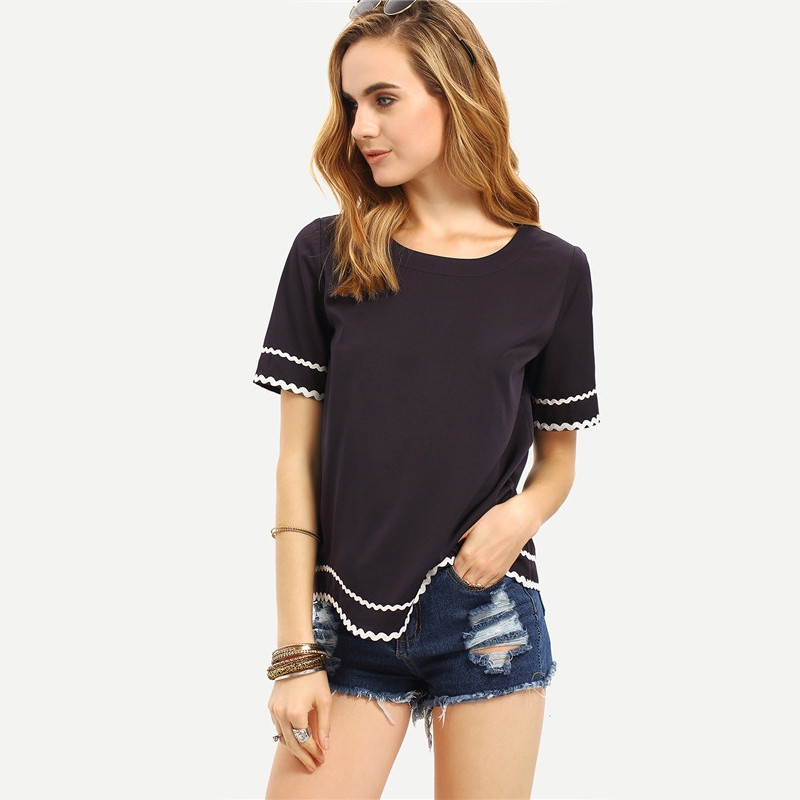 SheIn-Women-2016-New-Arrival-Fashion-Tops-Ladies-Tee-Shirts-Crew-Neck-Navy-Waved-Print-Trim-Short-Sl-32674182235