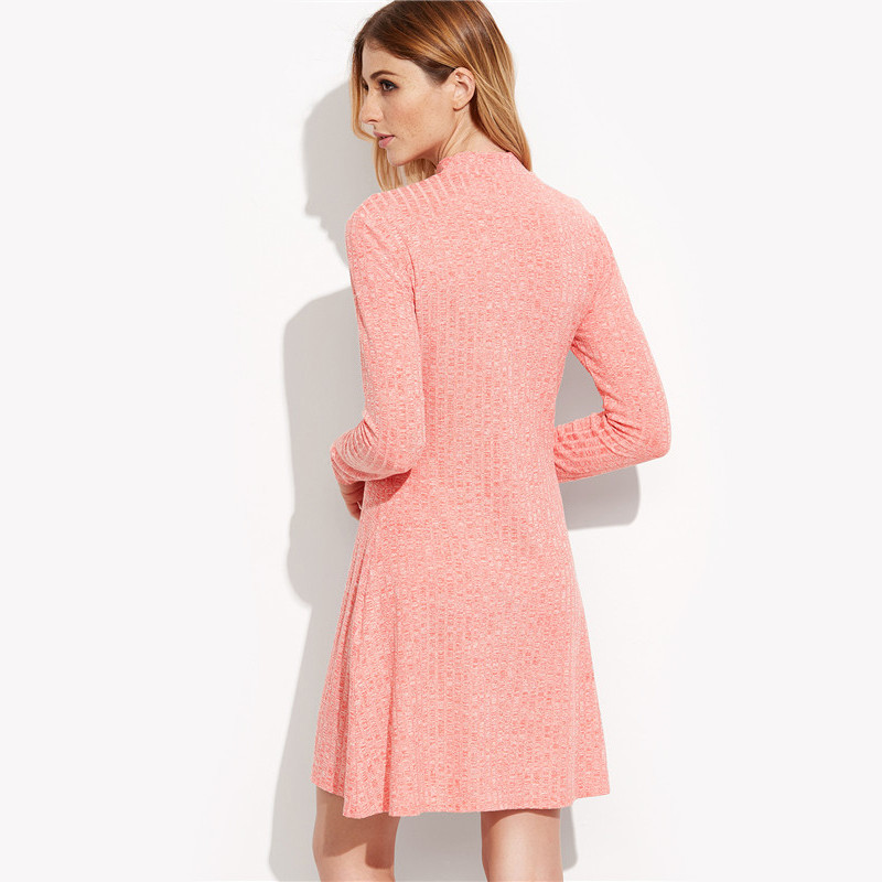 SheIn-Women-Autumn-Dresses-Pink-Long-Sleeve-Dress-Ladies-Fall-2016-Ribbed-Funnel-Neck-Casual-Elegant-32753212764