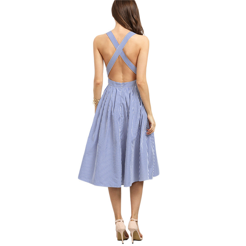 SheIn-Women-New-Arrival-Sexy-Midi-Dresses-2016-Summer-Blue-Striped-Square-Neck-Sleeveless-Crisscross-32691140359