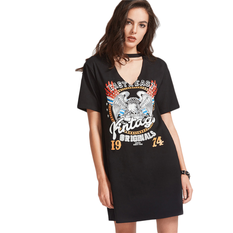 SheIn-Women-Summer-Dresses-Black-Graphic-Print-Cut-Out-V-Neck-Tee-Dress-Ladies-Short-Sleeve-Shift-T--32797076187