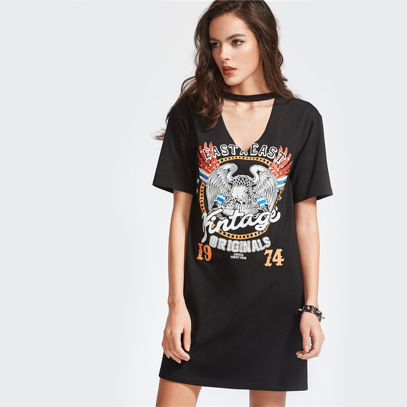 SheIn-Women-Summer-Dresses-Black-Graphic-Print-Cut-Out-V-Neck-Tee-Dress-Ladies-Short-Sleeve-Shift-T--32797076187