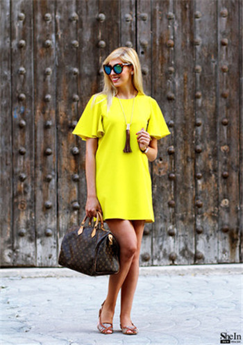 Sheinside-Woman-Casual-Straight-Dresses-Summer-Style-Women-2016-New-Arrival-Ladies-Yellow-Short-Slee-32670784665