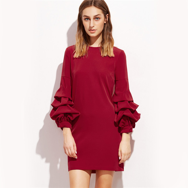 Sheinside-Woman39s-Fashion-Fall-Casual-Dresses-Women-Business-Casual-Clothing-Red-Drop-Shoulder-34-S-32771539994