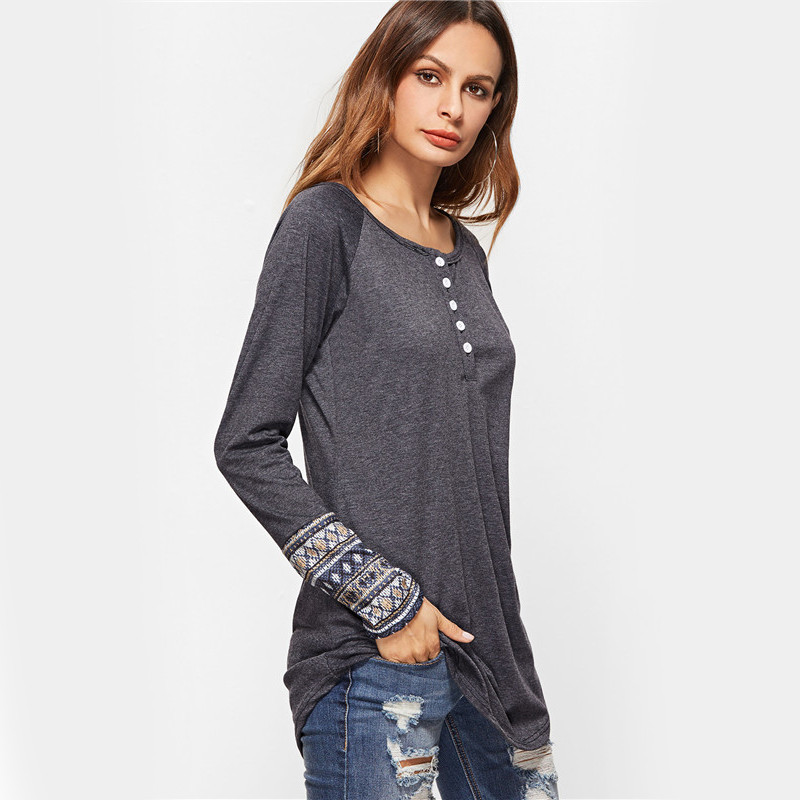 Sheinside-Women-Tops-Womens-Long-Sleeve-Tops-Women-T-Shirt-Dark-Grey-Contrast-Tribal-Print-Cuff-Butt-32781930730