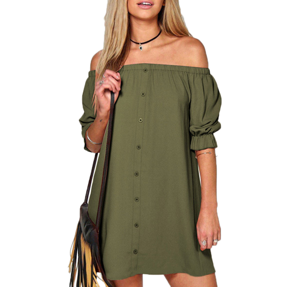 Singwing-Women-Slash-neck-Dresses--Sexy-Short--Puff-Sleeve-dress-Solid-Color-Summer-women-Casual-Dre-32758644850