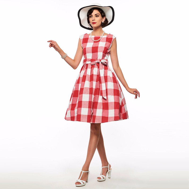 Sisjuly-Plaid-Vintage-Dress-2017-spring-Summer-party-Dress-blue-and-pink-v-neck-Women-Dress-Plaid-fe-32675523605