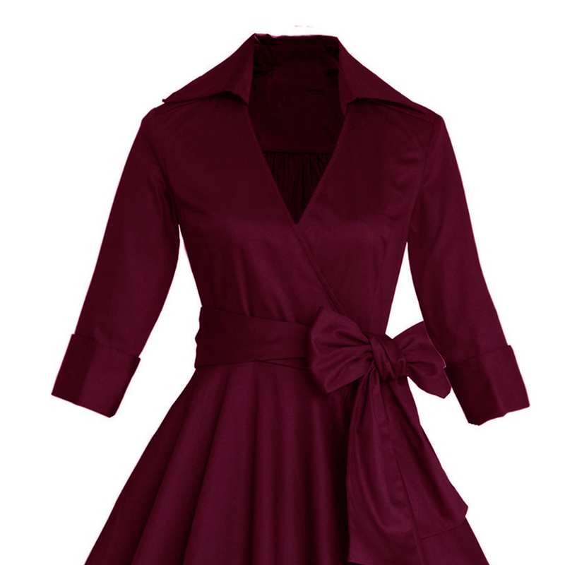 Sisjuly-Vintage-women-autumn-dress-1950s-festa-Dress-half-sleeve-turn-down-collar-A-line-elegant-Par-32760995592