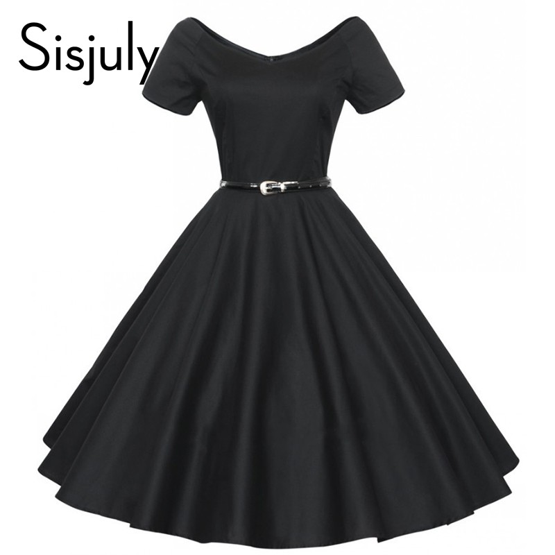 Sisjuly-vintage-autumn-dress-a-line-solid-women-party-dress-with-sashes-and-short-sleeve-retro-1950s-32771830716