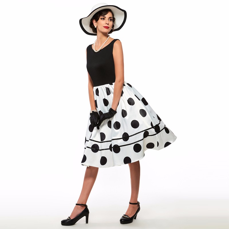 Sisjuly-vintage-dresses-parthwork-Elegant-Sleeveless-A-Line-Knee-Length-Dress-Color-Block-Polka-Dots-32543943315