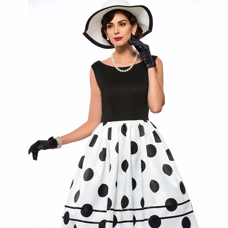Sisjuly-vintage-dresses-parthwork-Elegant-Sleeveless-A-Line-Knee-Length-Dress-Color-Block-Polka-Dots-32543943315