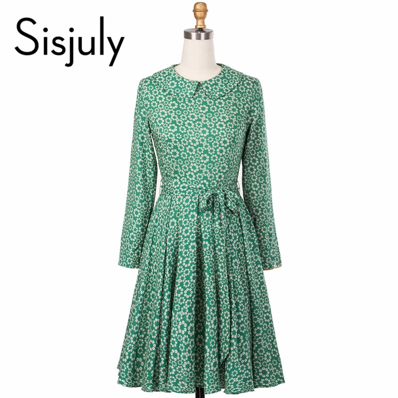 Sisjuly-women-casual-dress-2017-spring-floral-print-long-sleeves-a-line-pleated-green-party-dress-au-32681598766