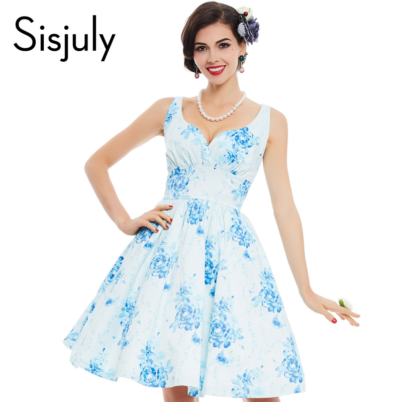 Sisjuly-women-vintage-dress-pin-up-a-line-floral-print-deep-v-neck-rockabilly-sexy-dress-summer-fema-32799298464
