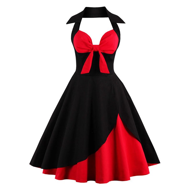 Sisjuly-women-vintage-summer-dress-1950s-patchwork-sleeveless-elegant-party-dress-with-bow-spaghetti-32782771278