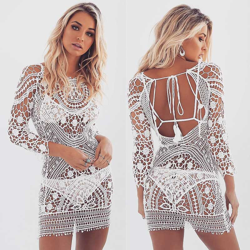 Smoves-See-Through-Hollow-Out-Embroidery-Boho-Lace-Crochet-34-Sleeve-Women-Floral-Mini-Dress-Sundres-32787866419