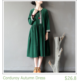 Solid-Green-Red-Pink-Cotton-Corduroy-Women-Knee-length-Dress-Autumn-New-Vintage-Embroidery-Brand-Dre-32746493477