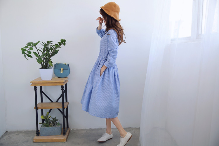 Spring-Autumn-Women-Casual-Maxi-Long-Dress-Turn-Down-Collar-Striped-Cotton-Linen-Vintage-Vestidos-Fu-32765951057