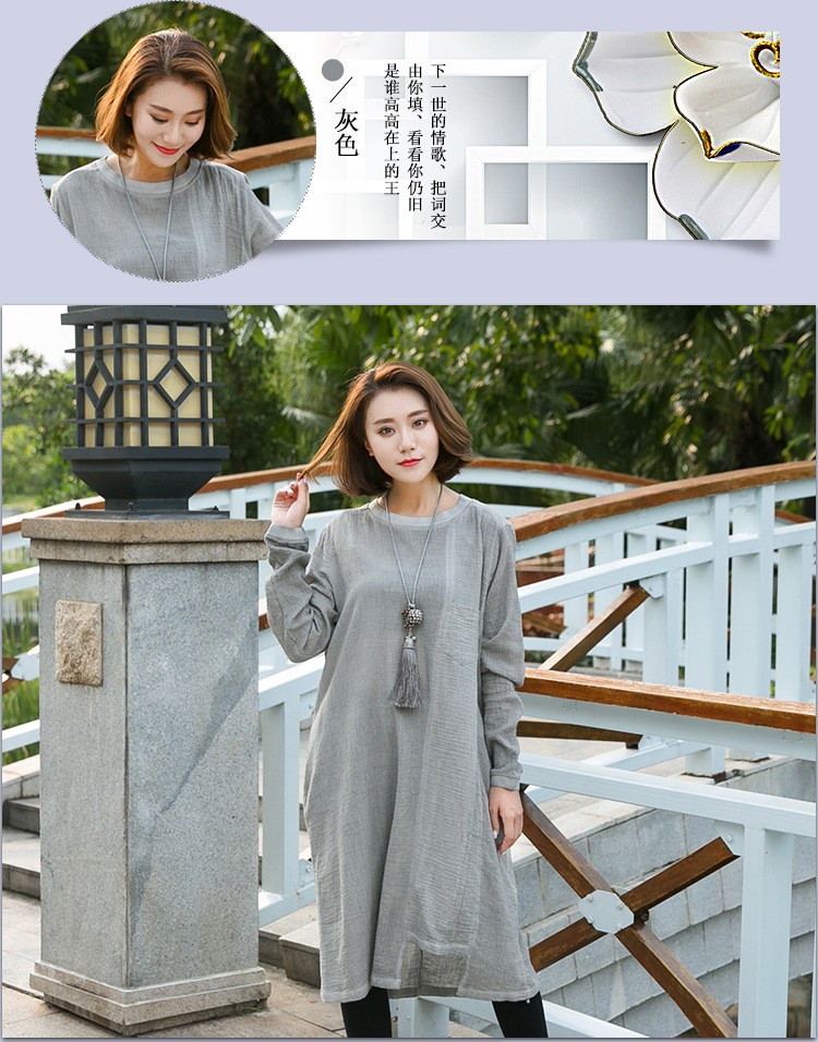 Spring-Autumn-new-cotton-linen-dress-for-female--Women-long-sleeve-do-old-casual-dresses-66021-32715170570