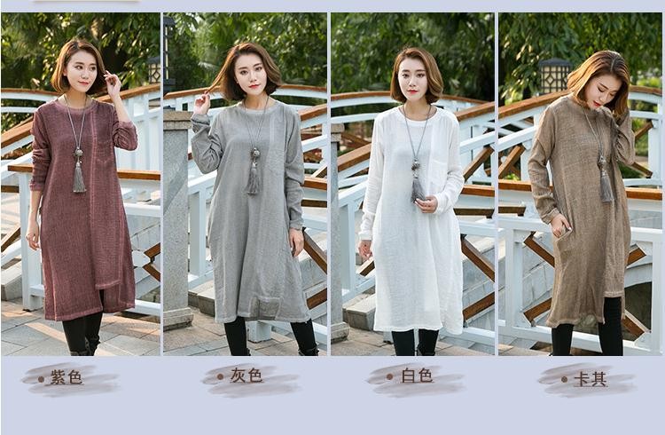 Spring-Autumn-new-cotton-linen-dress-for-female--Women-long-sleeve-do-old-casual-dresses-66021-32715170570