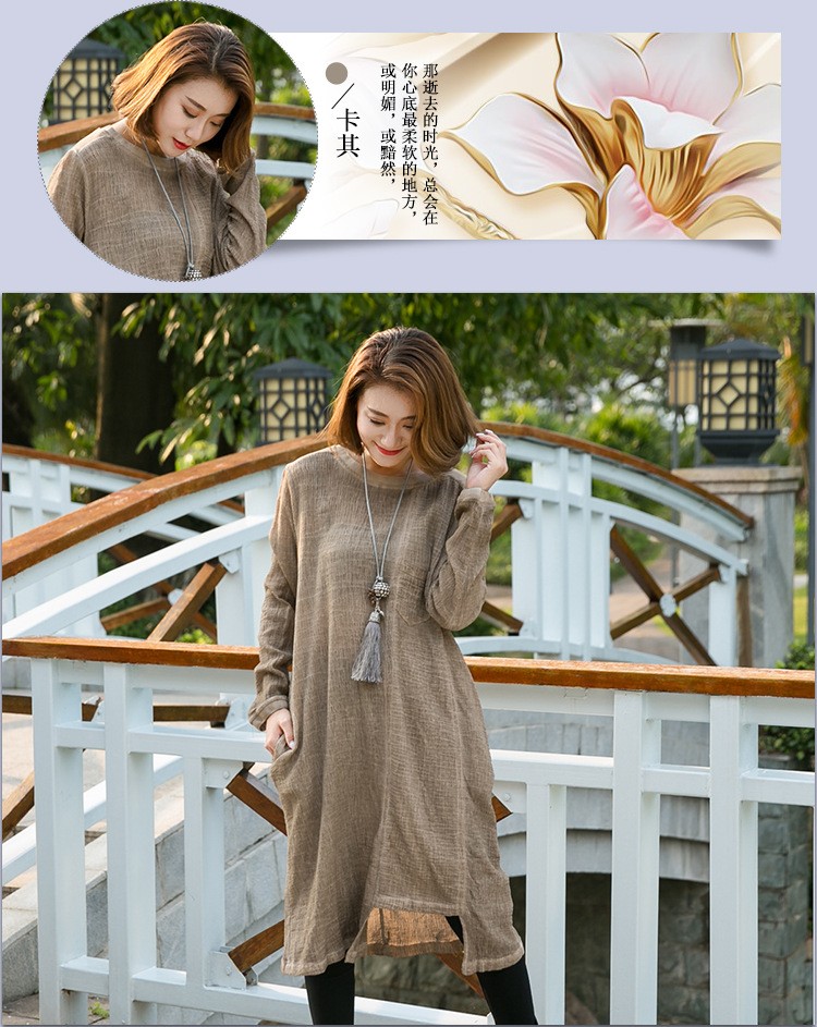 Spring-Autumn-new-cotton-linen-dress-for-female--Women-long-sleeve-do-old-casual-dresses-66021-32715170570