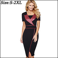 Summer-Casual-Women-Wear-To-Work-Business-Office-Elegant-Belt-Short-Sleeves-Bodycon-Pencil-Dress-EB3-32757615669