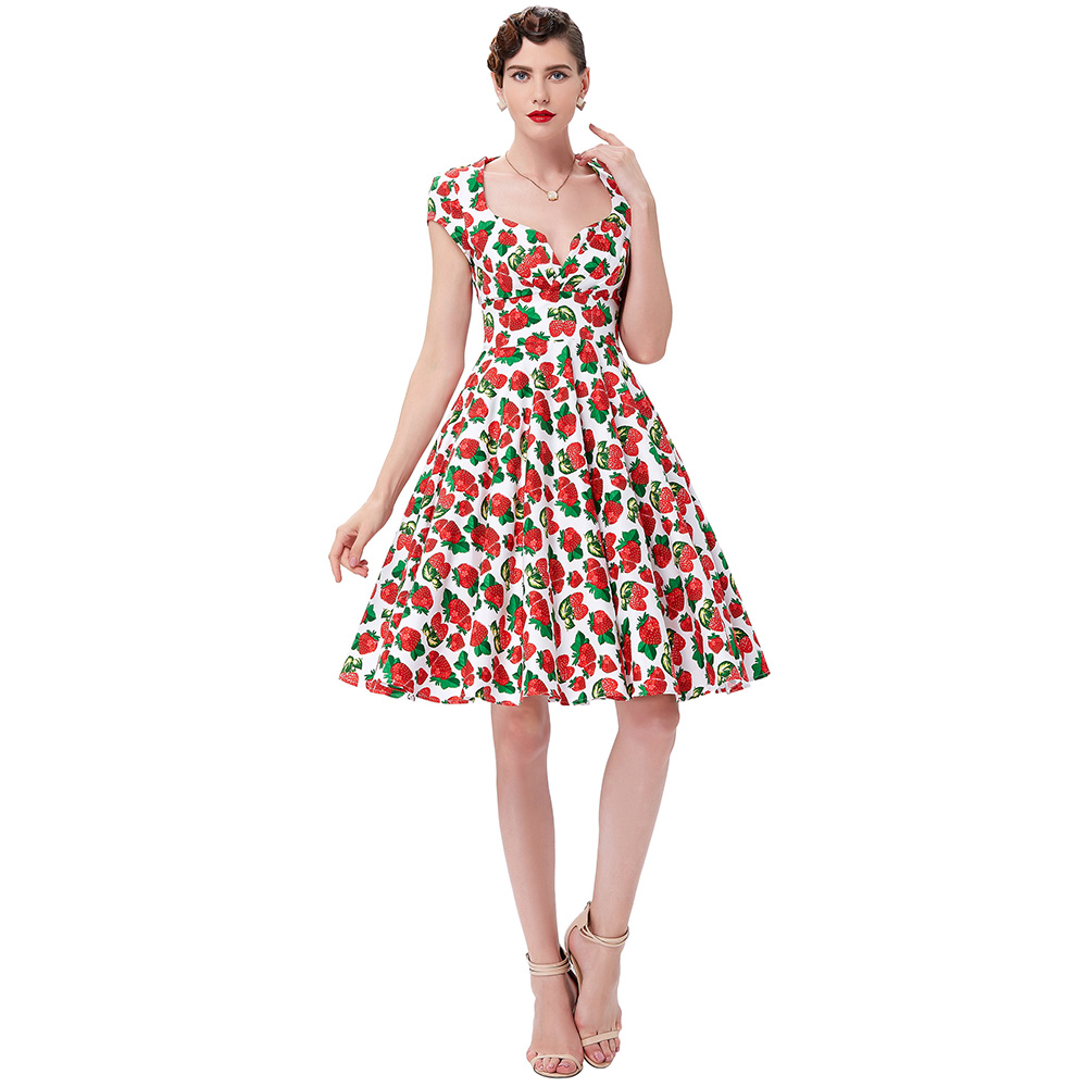 Summer-Dress-2017-Vintage-Rockabilly-Dresses-Jurken-60s-50s-Vintage-Big-Swing-Floral-Pinup-Short-Lon-32586361544