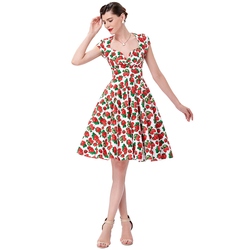 Summer-Dress-2017-Vintage-Rockabilly-Dresses-Jurken-60s-50s-Vintage-Big-Swing-Floral-Pinup-Short-Lon-32586361544