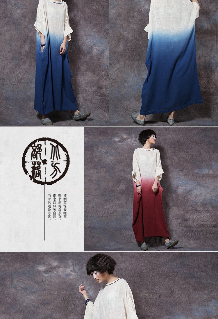 Summer-Dress-Patchwork-Solid-Color-Women-Dress-Casual-Loose-Vintage-Dress-Slash-Neck-Batwing-Sleeve--32628865060