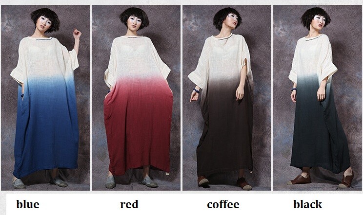 Summer-Dress-Patchwork-Solid-Color-Women-Dress-Casual-Loose-Vintage-Dress-Slash-Neck-Batwing-Sleeve--32628865060