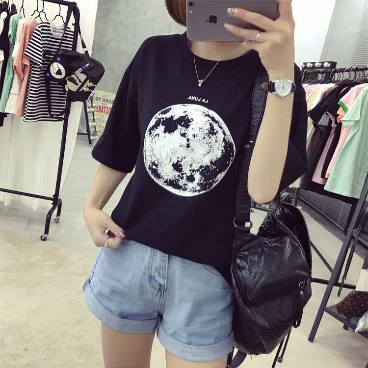 Summer-New-Personality-Planet-Earth-Printed-Loose-T-Shirts-Women-Slim-Leisure-Short-Sleeve-White-T-s-32792845664
