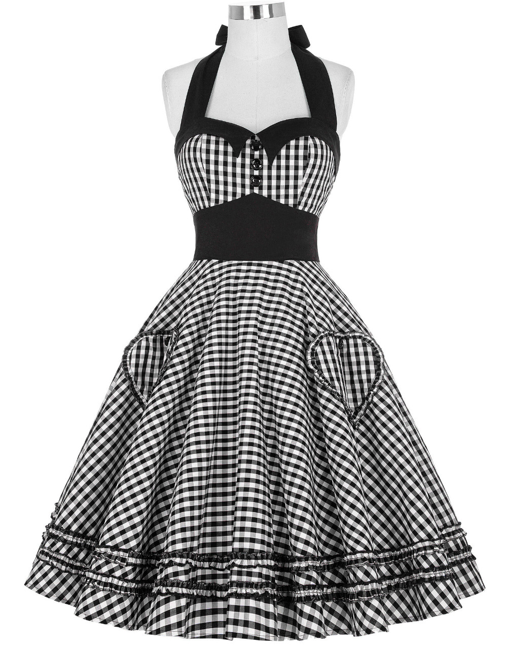 Summer-Style-Women-Dress-2016-Plus-Size-Audrey-Hepburn-Gowns-Plaid-Robe-5039s-60s-Vintage-Rockabilly-32620157219