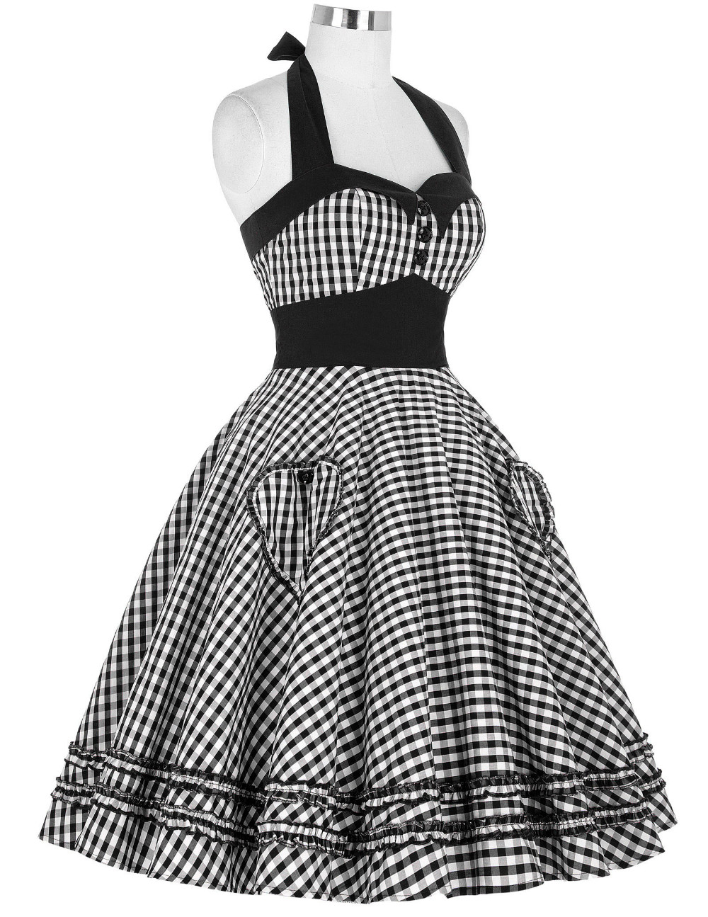 Summer-Style-Women-Dress-2016-Plus-Size-Audrey-Hepburn-Gowns-Plaid-Robe-5039s-60s-Vintage-Rockabilly-32620157219