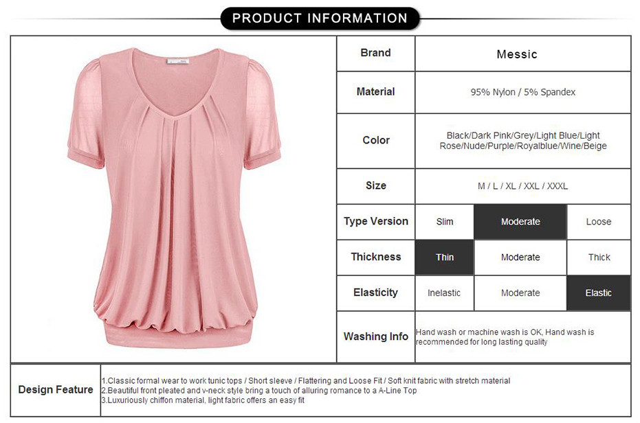 Summer-Tops-Women-Short-Sleeve-V-Neck-Dressy-Tunic-Tops-Front-Pleated-Classic-T-shirt-Candy-Color-Wo-32792648868