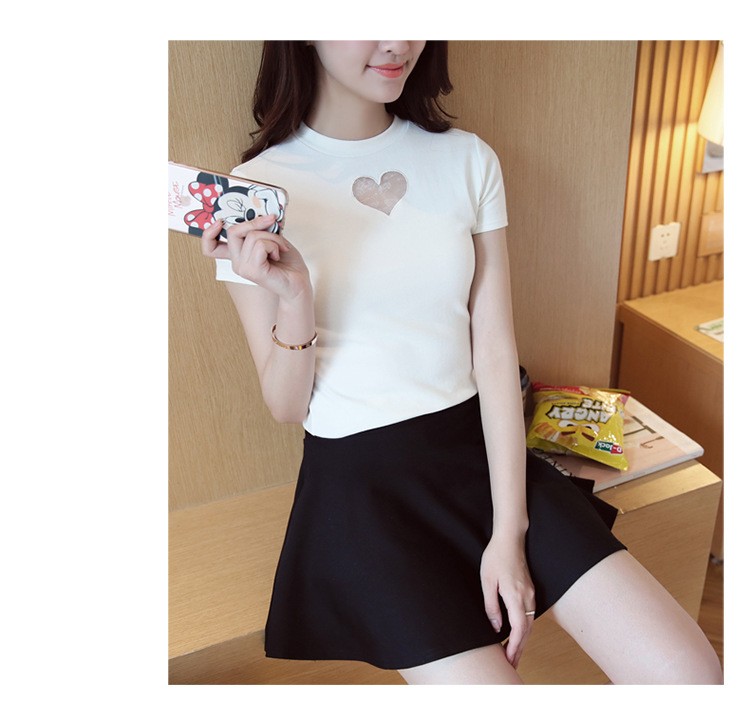 Summer-Women-Sweet-Cute-Love-Shap-Heart-Hollow-out-Chest-Sexy-T-shirt-Gauze-Solid-Candy-Colors-Cotto-32655591323