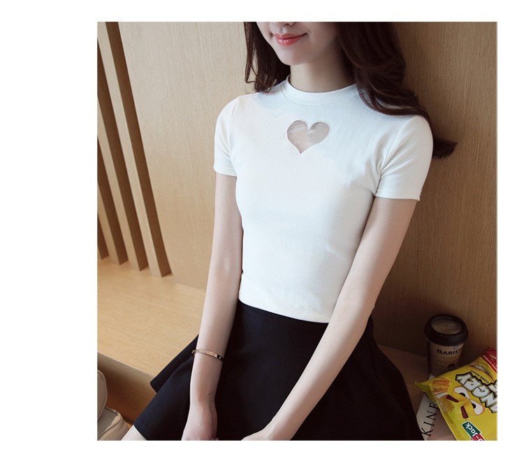 Summer-Women-Sweet-Cute-Love-Shap-Heart-Hollow-out-Chest-Sexy-T-shirt-Gauze-Solid-Candy-Colors-Cotto-32655591323