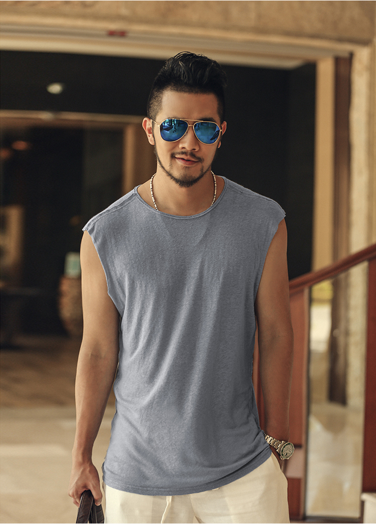 Summer-new-linen-men-sleeveless-t-shirt-casual-men39s-tank-vest-Loose-Men-Tank-Top-Fitness-Singlets--32783963620