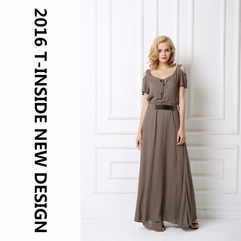 T-INSIDE-2016-New-Arrived-Women39s-Maxi-Dress-Bow-V-Neck-Off-Shoulder-Casual-Dress-With-Belt-vestido-32699098264