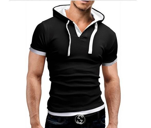 T-Shirt-Men-Brand-2016-Fashion-Men39S-Hooded-Collar-Sling-Design-Tops-amp-Tees-T-Shirt-Men-Short-Sle-32620542352