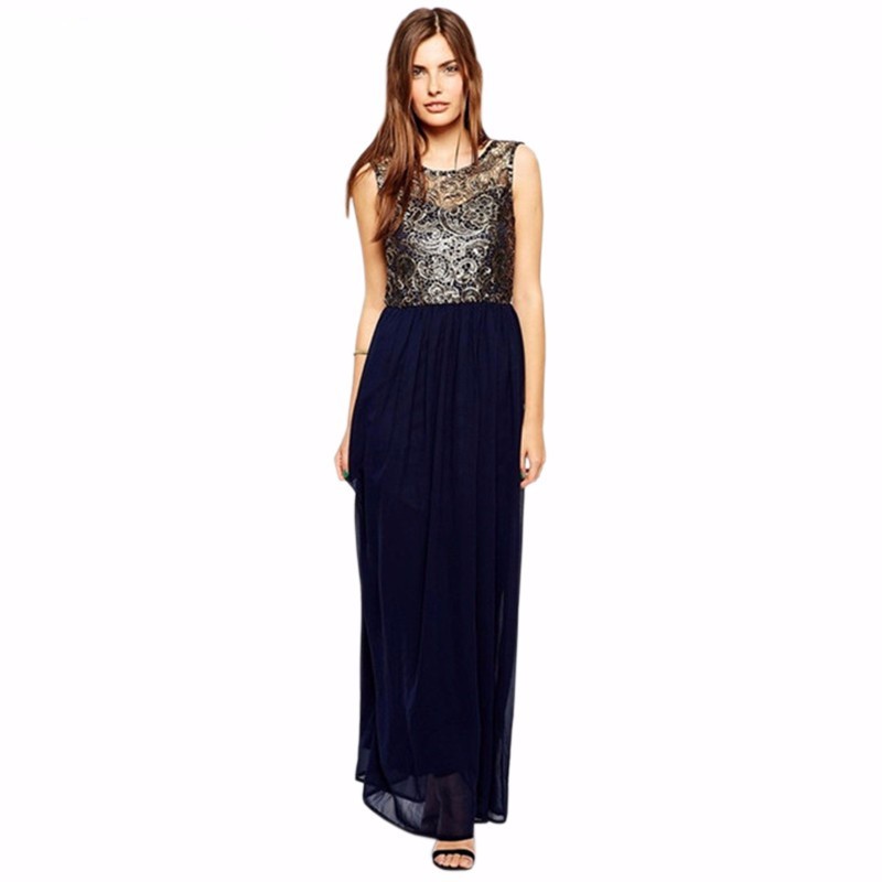 T39O-Plus-Size-4XL-5XL-Evening-Long-Dress-Sleeveless-V-Back-Chiffon-Lace-Patchwork-Metallic-Elegant--32774284885