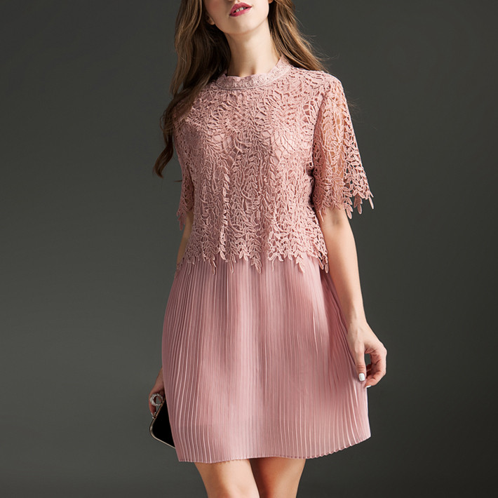 TANGNEST-2016-Women-Summer-Cute-Lace-Brief-Patchwork-Hollow-Out-Pink-Mini-Dresses-Short-Sleeve-O-Nec-32690678098