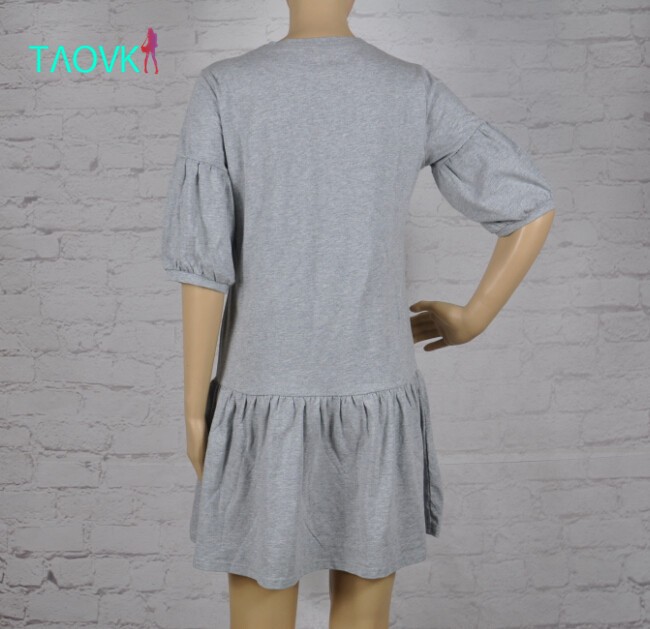 TAOVK-Russian-style-design-new-2016-women-Summer-Dresses-Cotton-Gray-Lantern-Sleeve-dress-Lotus-leaf-32729140098