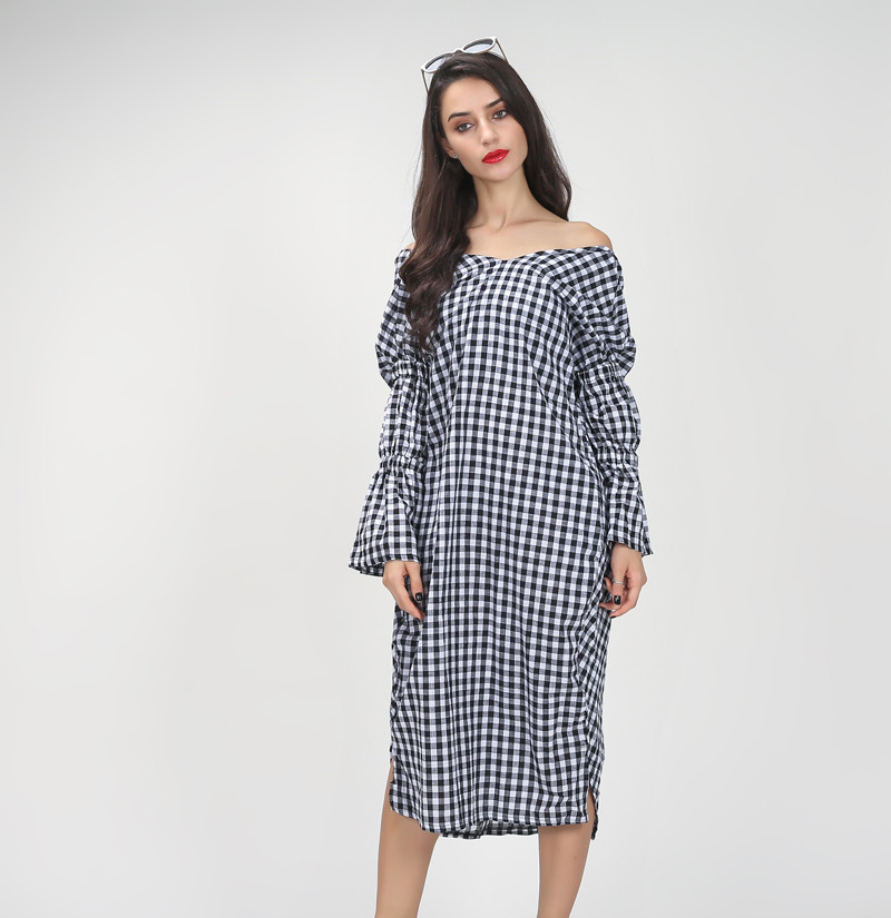 TWOTWINSTYLE-2017-Summer-V-Neck-Back-Knot-Long-Sex-Dress-Women-Plaid-Clothing-New-Fashion-32676988060