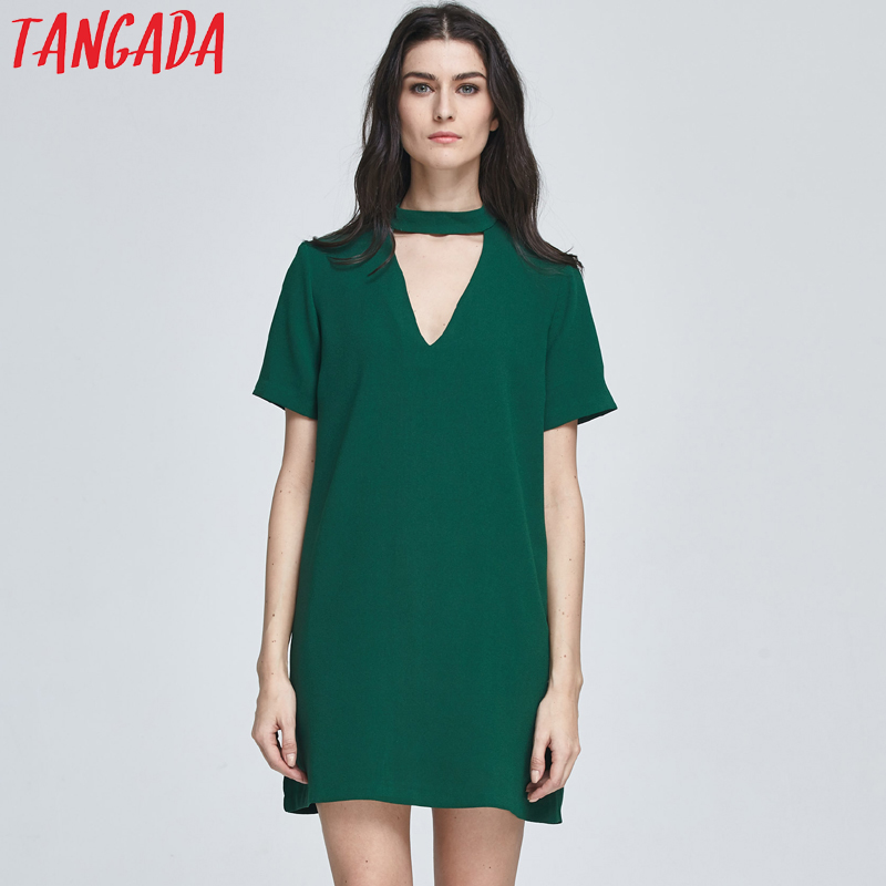 Tangada-Fashion-Summer-Women-Vintage-Green-Chiffon-Straight-Dresses-Short-Sleeve-Halter-Neck-Sexy-Ca-32749314166