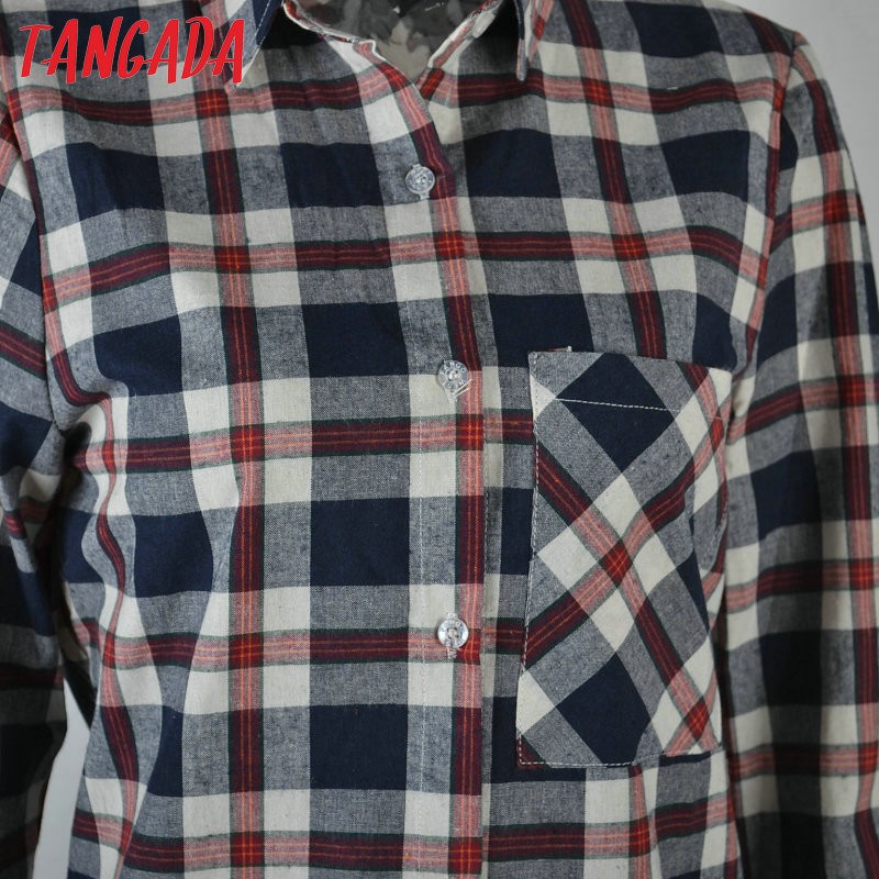 Tangada-Women-Dress-Fashion-Autumn-Cotton-Plaid-Print-Front-Back-Buttons-Pocket-Long-Sleeve-Turn-dow-32441180622