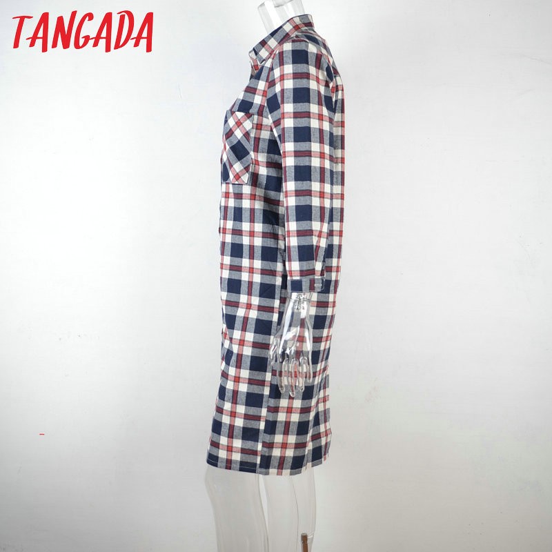 Tangada-Women-Dress-Fashion-Autumn-Cotton-Plaid-Print-Front-Back-Buttons-Pocket-Long-Sleeve-Turn-dow-32441180622